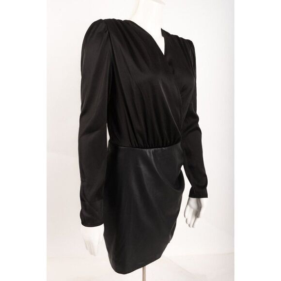 Generation Love Womens Miley Dress Size M Black Faux Leather Satin Bodice NWT - Picture 3 of 7